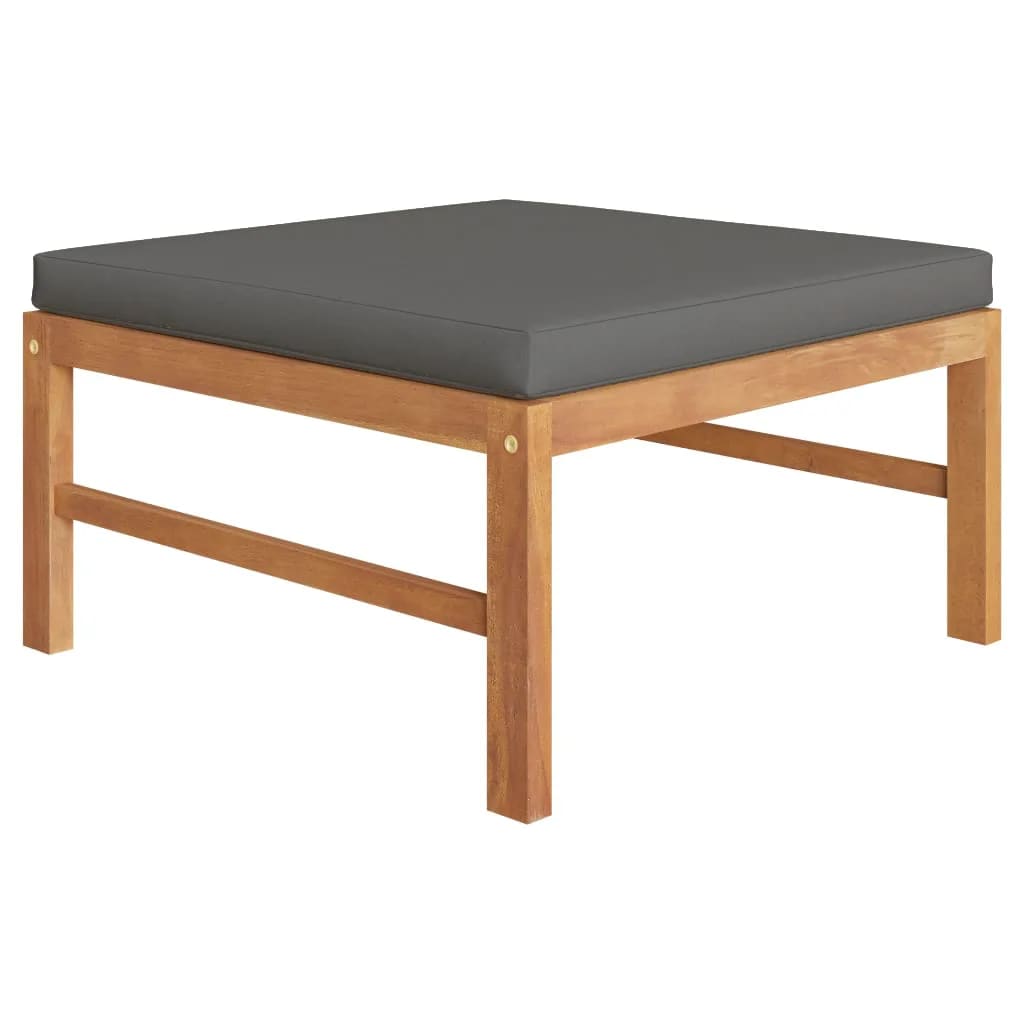 vidaXL 3-tlg. Garten-Lounge-Set mit Dunkelgrauen Kissen Teakholz