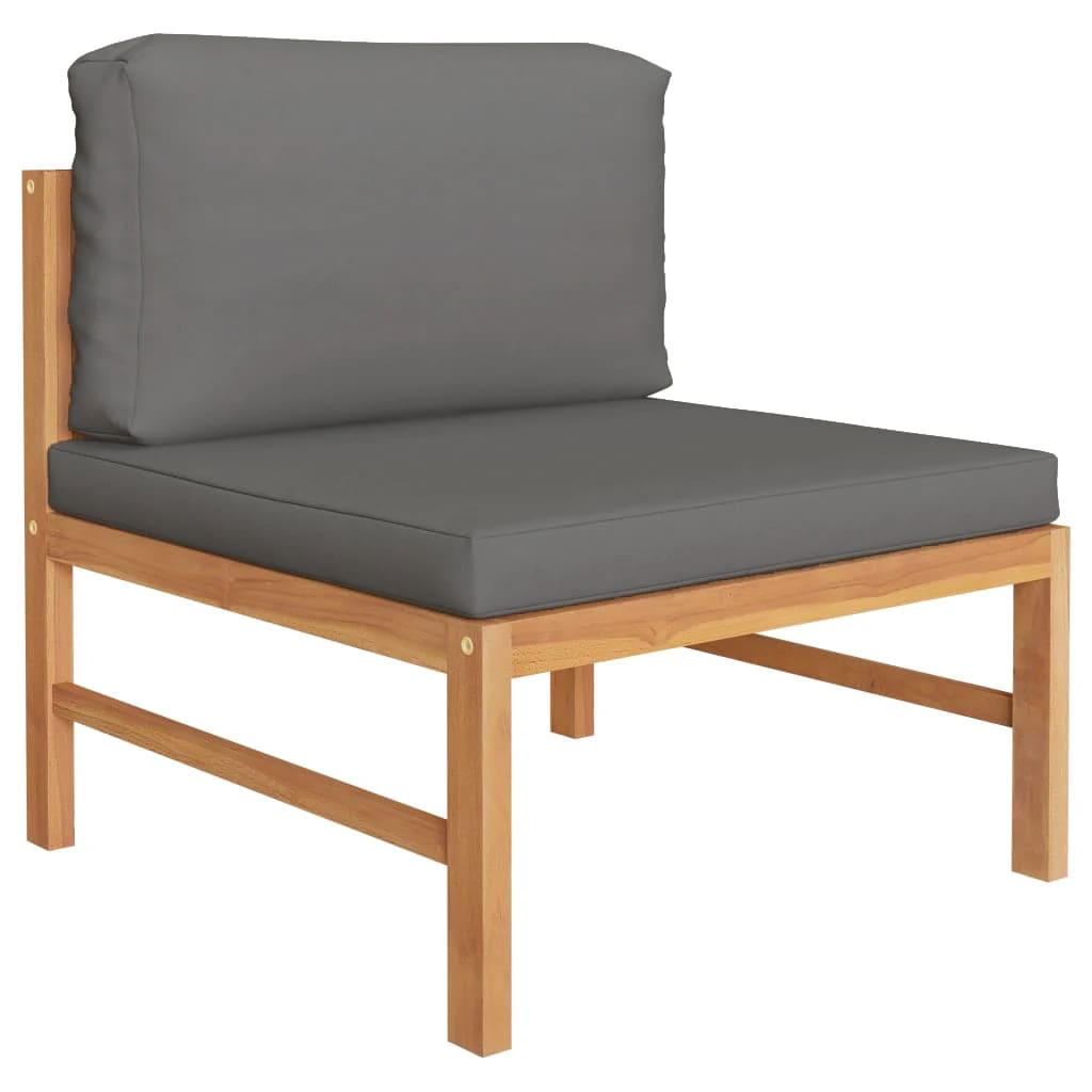 vidaXL 2-tlg. Garten-Lounge-Set mit Dunkelgrauen Kissen Teakholz