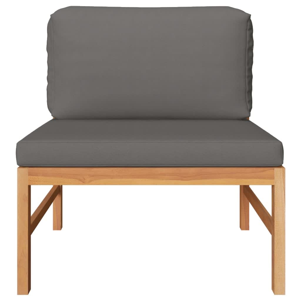 vidaXL 2-tlg. Garten-Lounge-Set mit Dunkelgrauen Kissen Teakholz