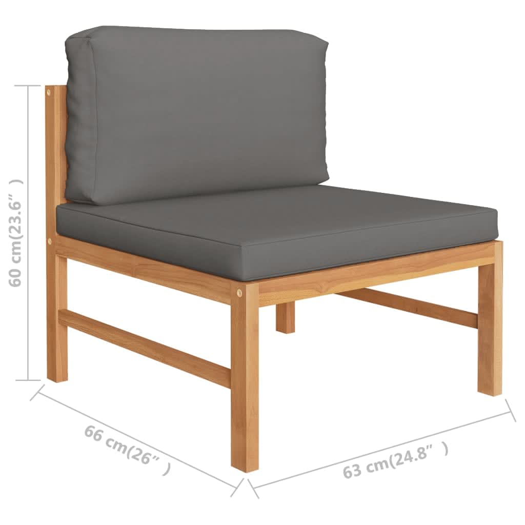 vidaXL 2-tlg. Garten-Lounge-Set mit Dunkelgrauen Kissen Teakholz