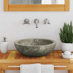 vidaXL Waschbecken Grau Ø40x12 cm Marmor
