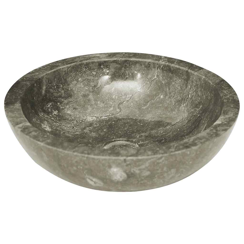vidaXL Waschbecken Grau Ø40x12 cm Marmor
