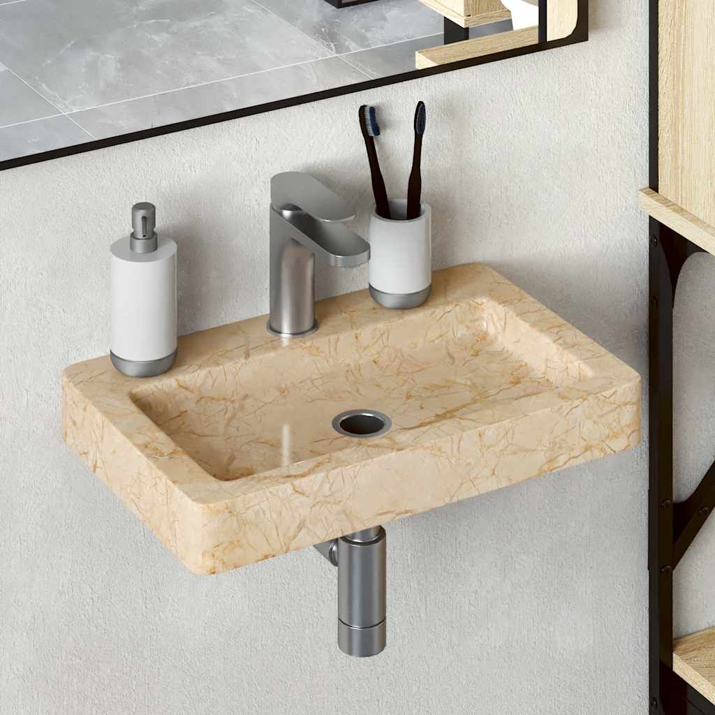 vidaXL Wandwaschbecken Creme 38x24x6,5 cm Marmor
