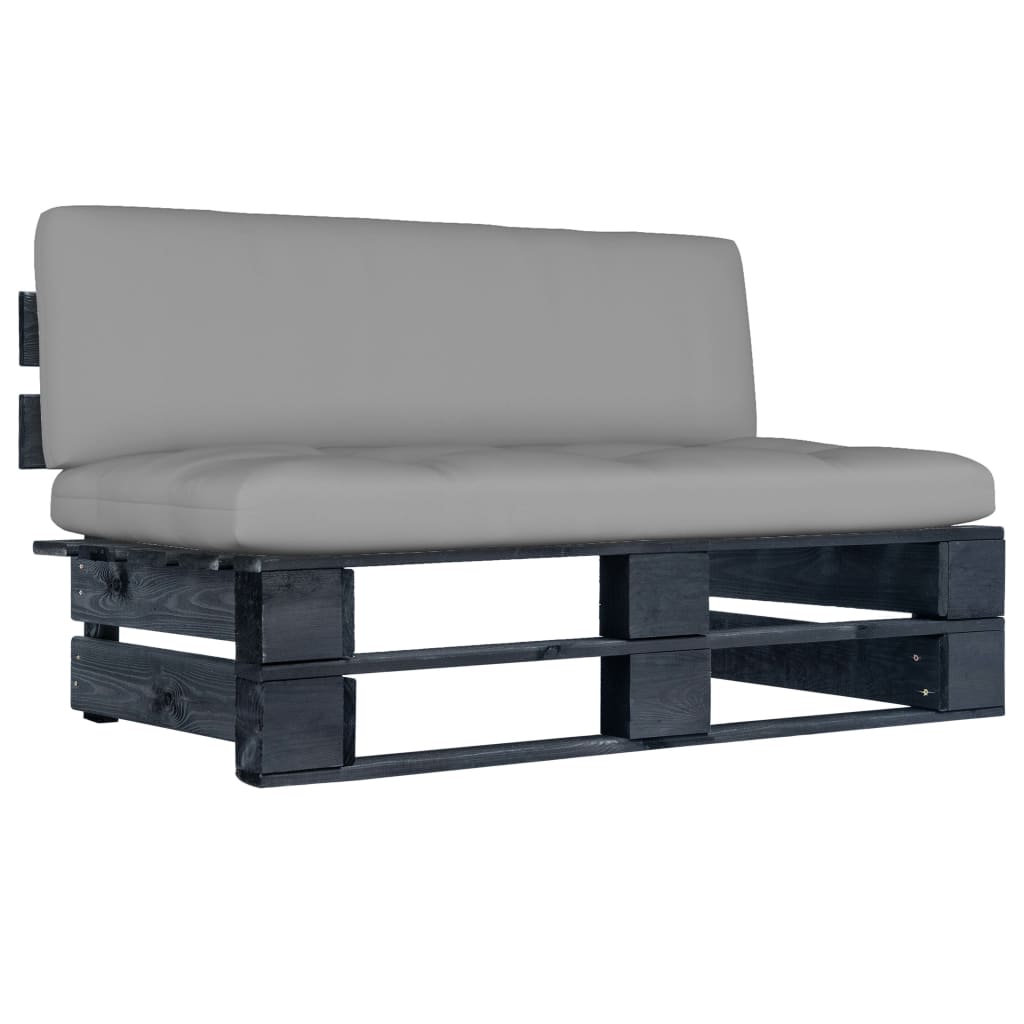 vidaXL Garten-Paletten-Mittelsofa Schwarz Imprägniertes Kiefernholz