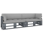 vidaXL 2-Sitzer-Palettensofa mit Kissen Grau Imprägniertes Kiefernholz