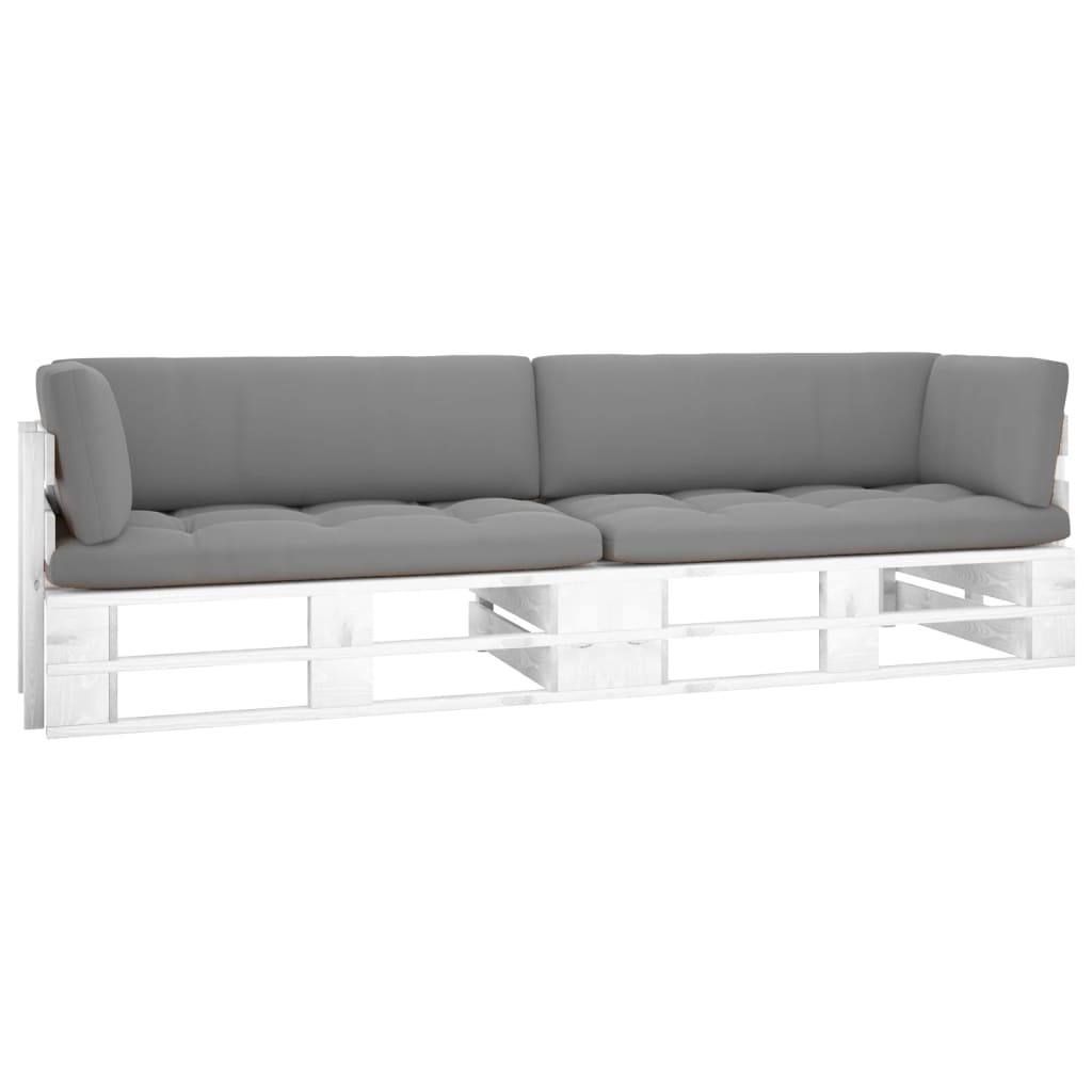 vidaXL 2-Sitzer-Palettensofa Weiß Imprägniertes Kiefernholz