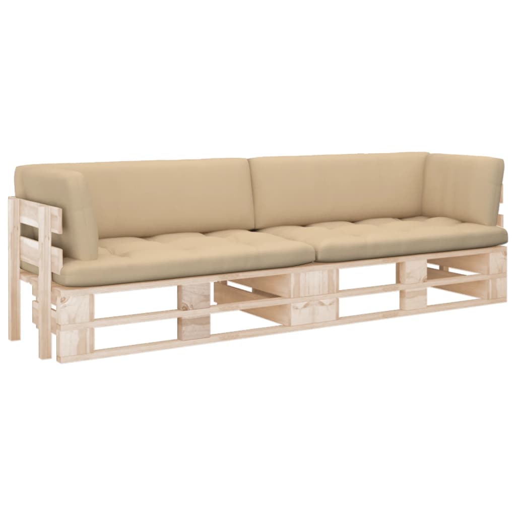 vidaXL 2-Sitzer-Palettensofa mit Kissen Grau Imprägniertes Kiefernholz