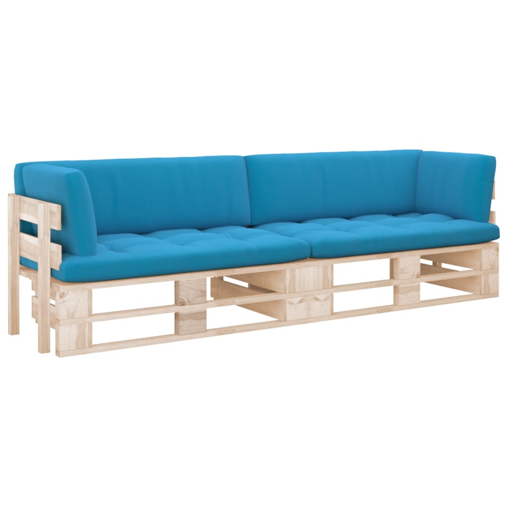 vidaXL 2-Sitzer-Palettensofa mit Kissen Grau Imprägniertes Kiefernholz