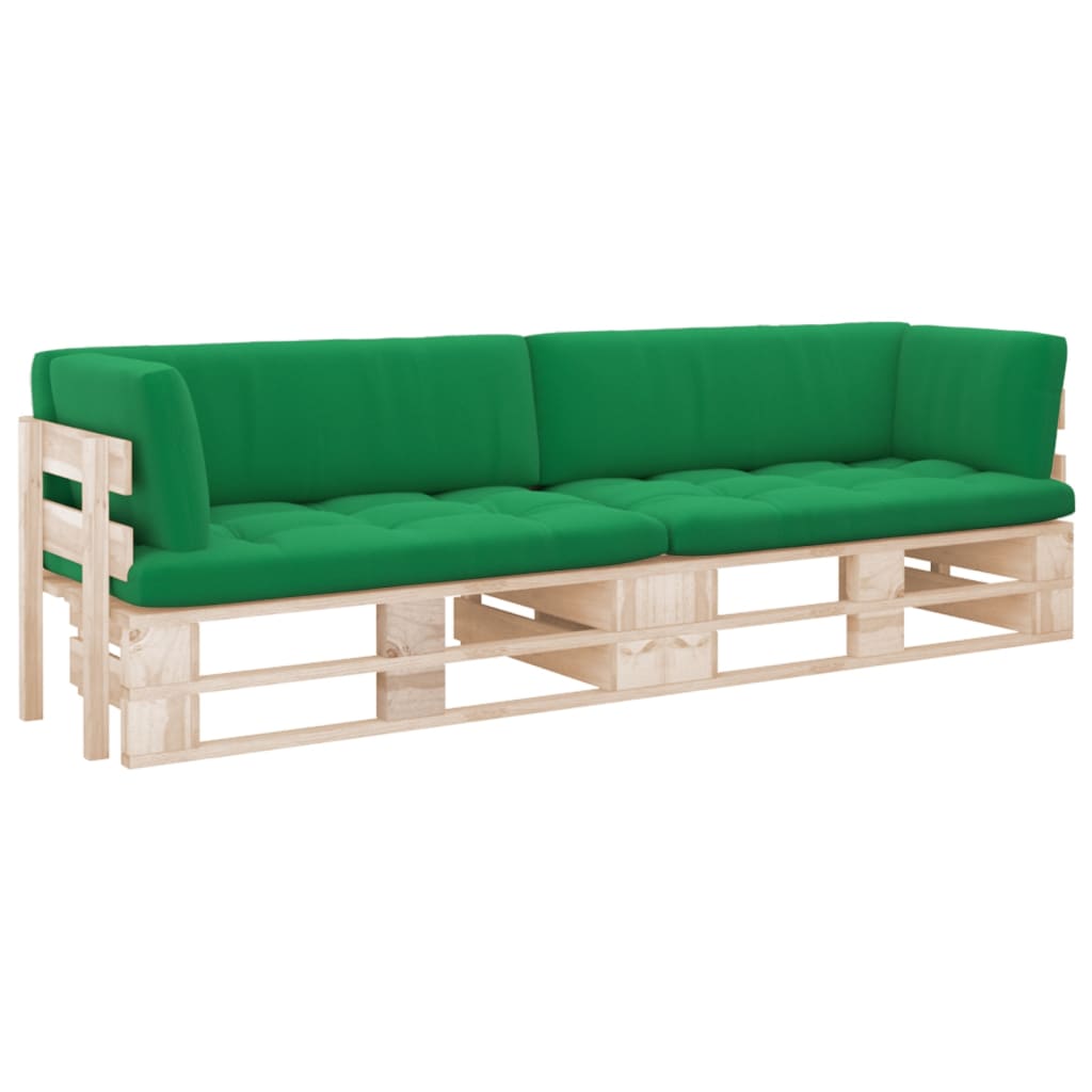 vidaXL 2-Sitzer-Palettensofa mit Kissen Grau Imprägniertes Kiefernholz