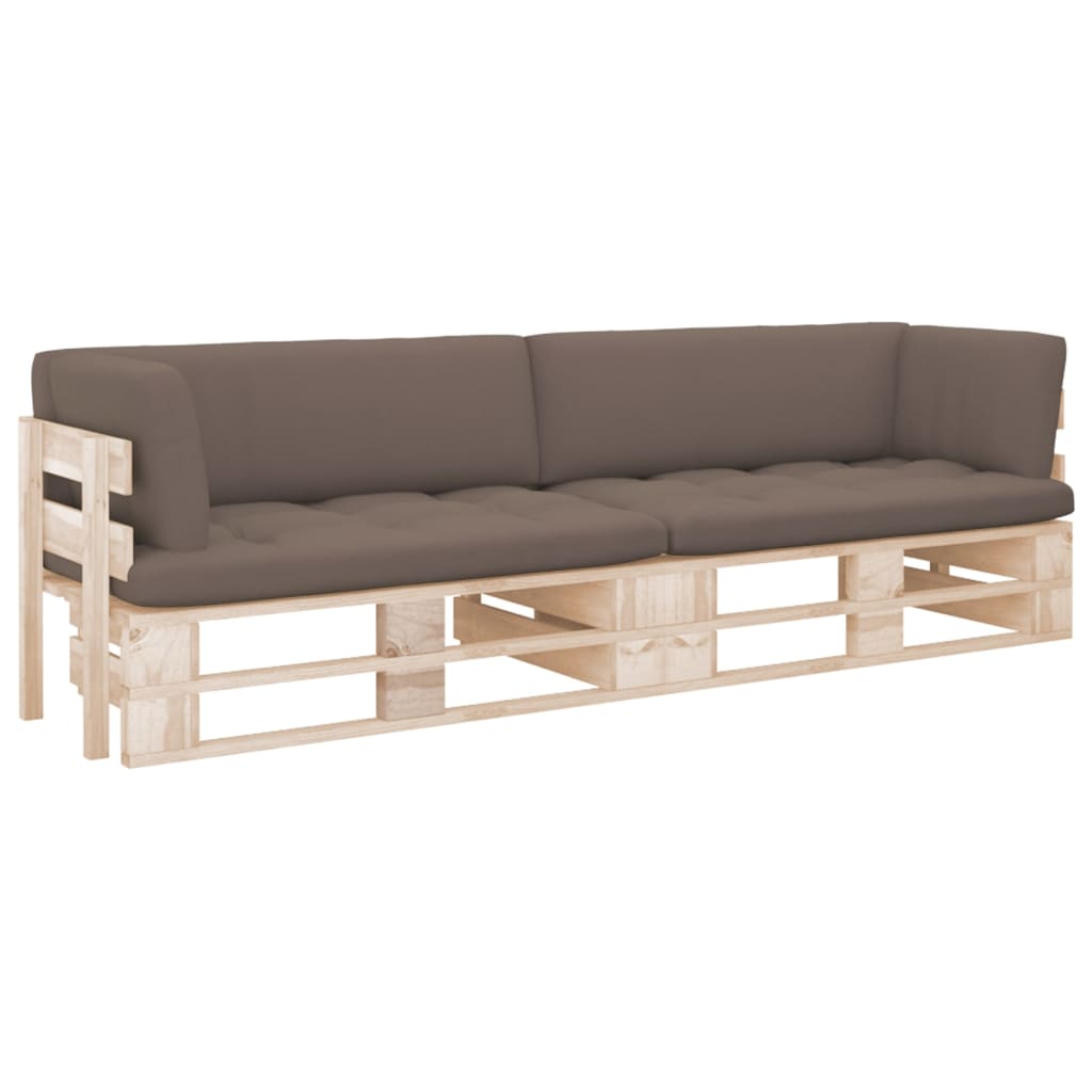 vidaXL 2-Sitzer-Palettensofa mit Kissen Grau Imprägniertes Kiefernholz