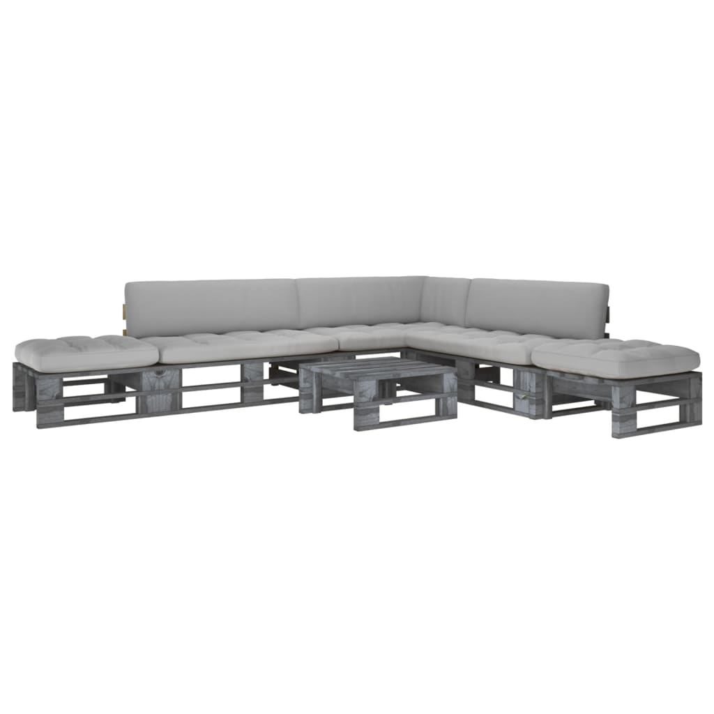 vidaXL 6-tlg. Paletten-Lounge-Set Grau Imprägniertes Kiefernholz