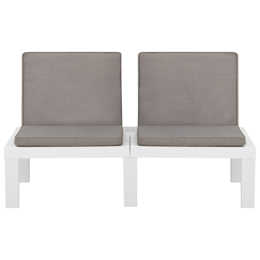 vidaXL 2-tlg. Garten-Lounge-Set mit Auflagen Kunststoff Weiß