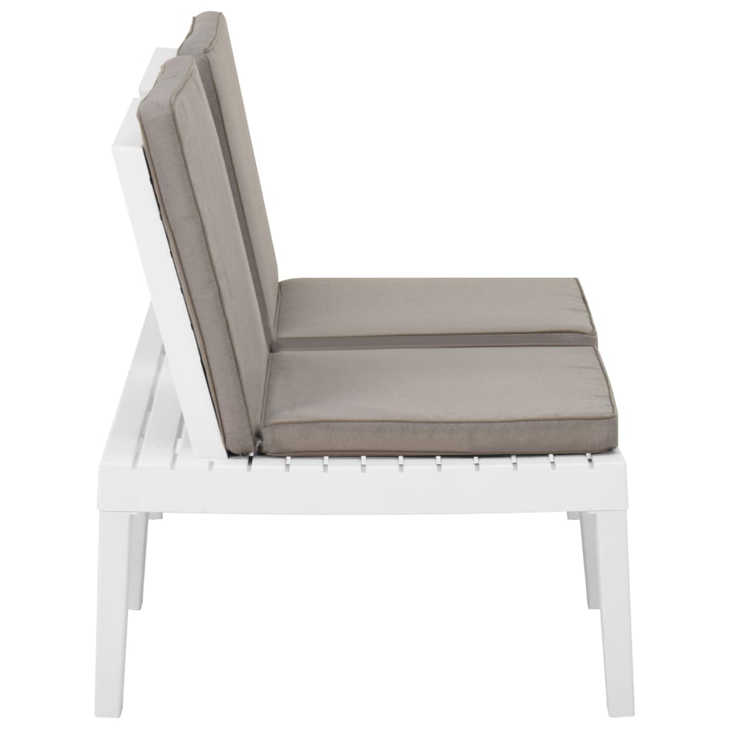 vidaXL 2-tlg. Garten-Lounge-Set mit Auflagen Kunststoff Weiß