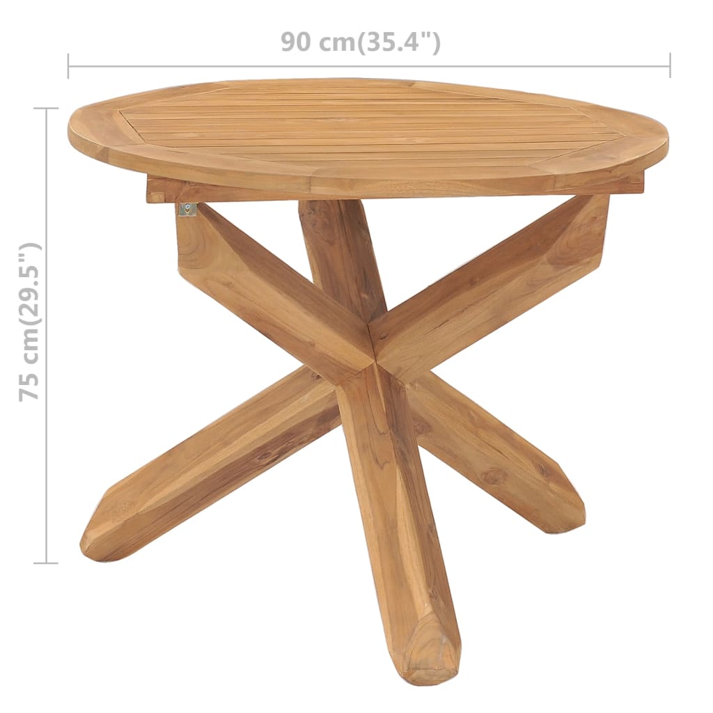 vidaXL Garten-Esstisch Ø90x75 cm Massivholz Teak