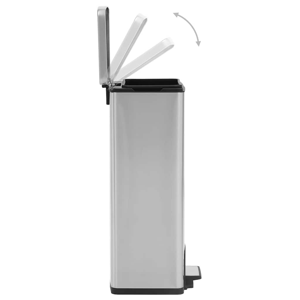 vidaXL Mülleimer mit Pedal Anti-Fingerabdruck 30 L Silbern Edelstahl