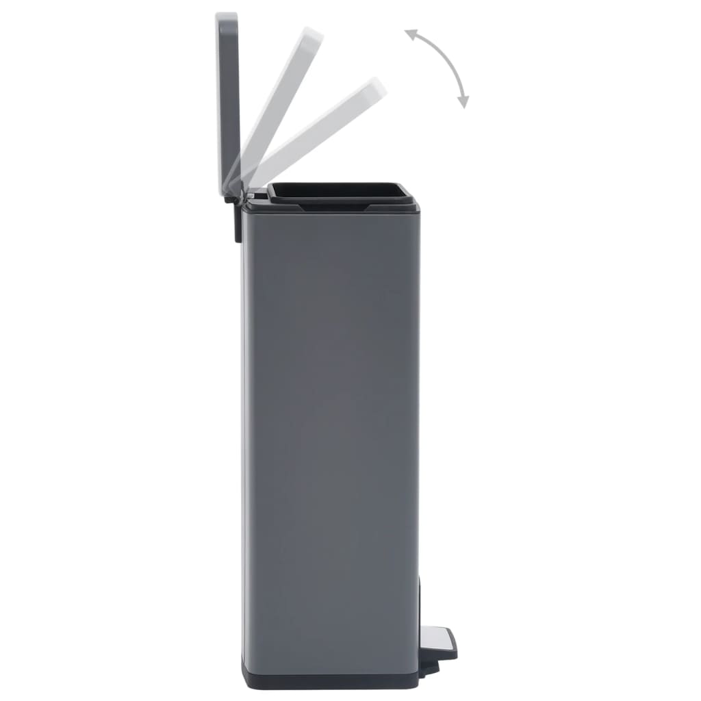 vidaXL Mülleimer mit Pedal Anti-Fingerabdruck 30 L Grau Edelstahl