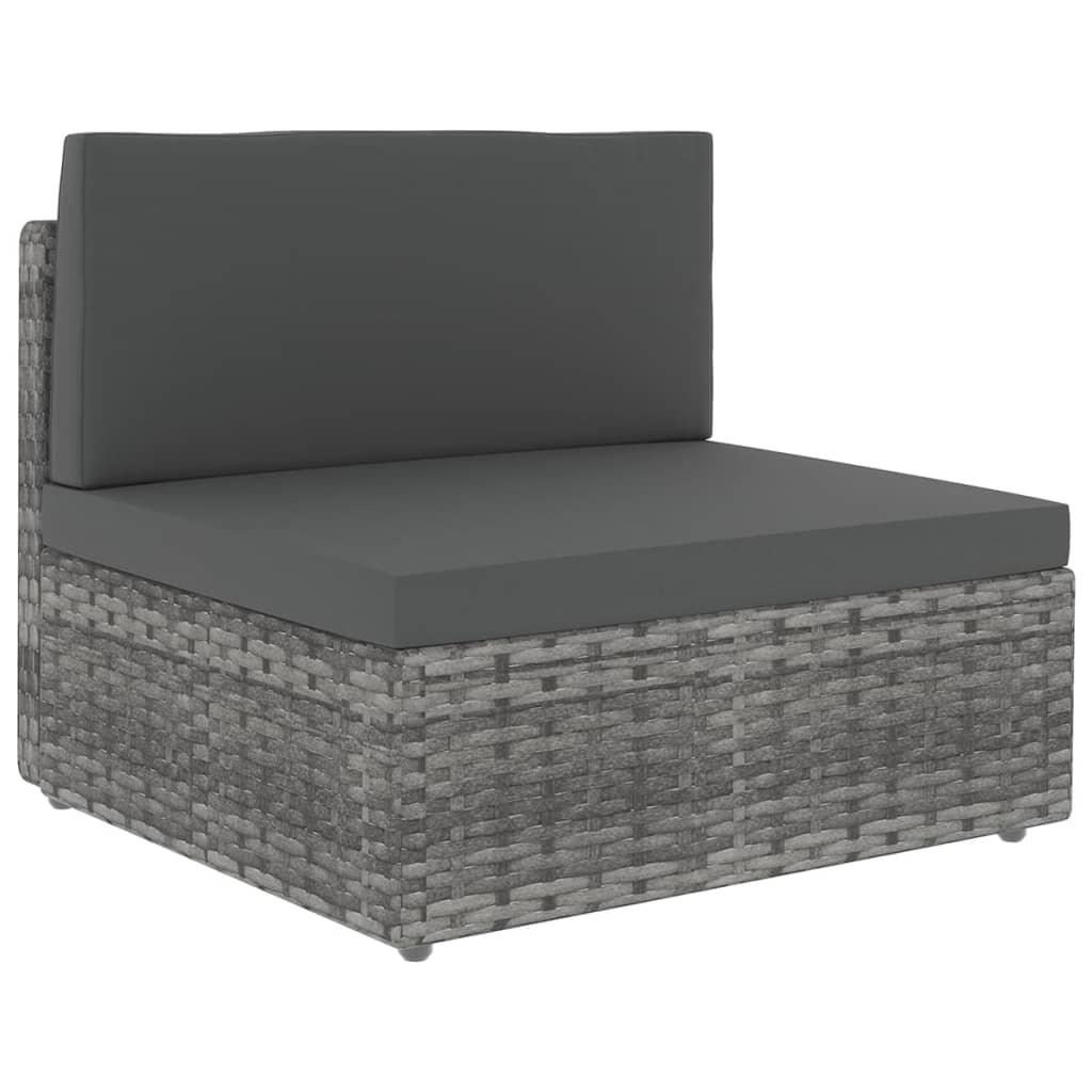 vidaXL 14-tlg. Garten-Lounge-Set mit Kissen Grau Poly Rattan