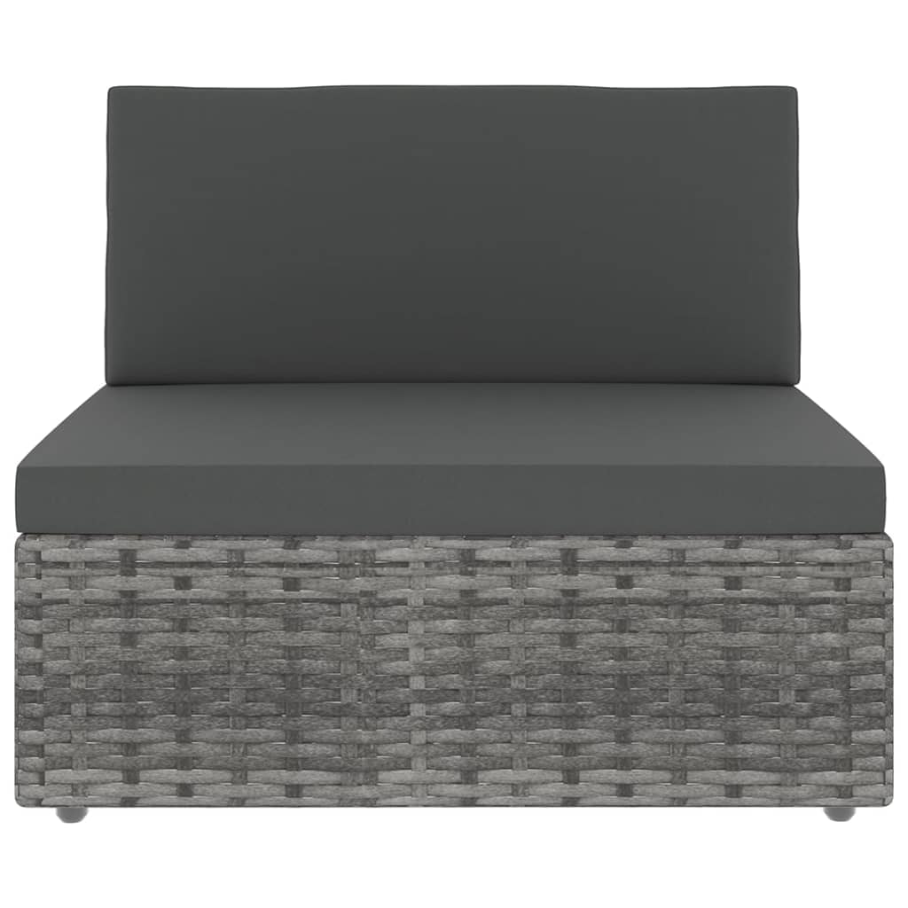vidaXL 14-tlg. Garten-Lounge-Set mit Kissen Grau Poly Rattan