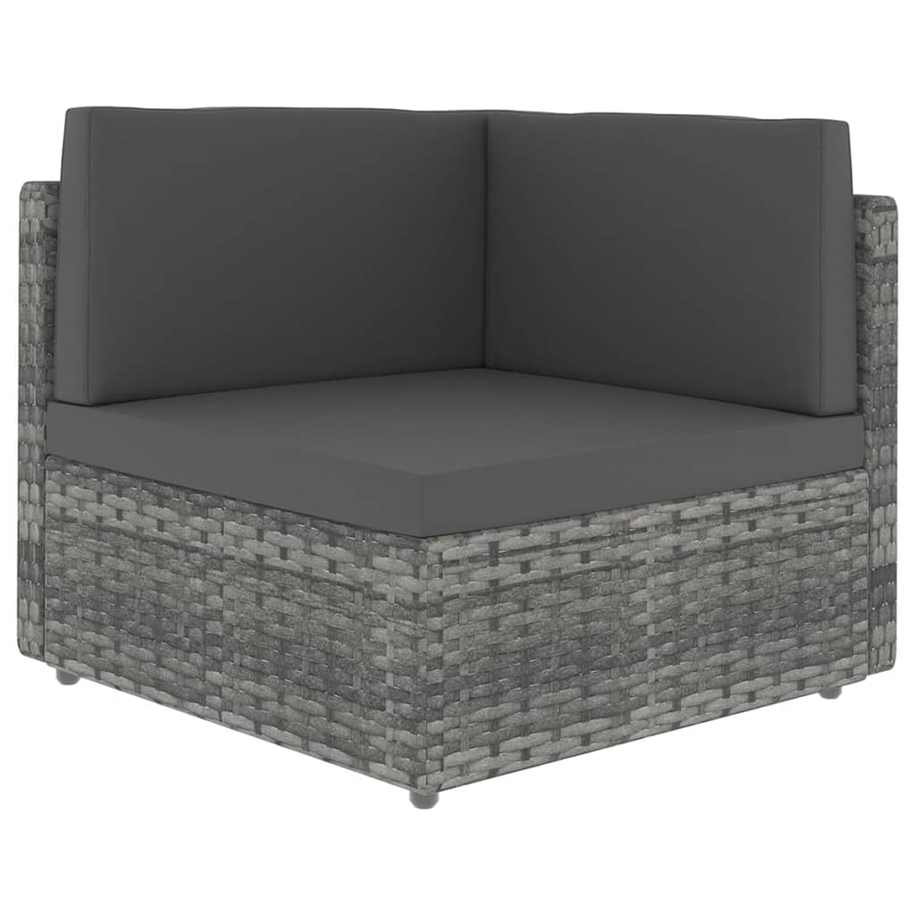 vidaXL 14-tlg. Garten-Lounge-Set mit Kissen Grau Poly Rattan