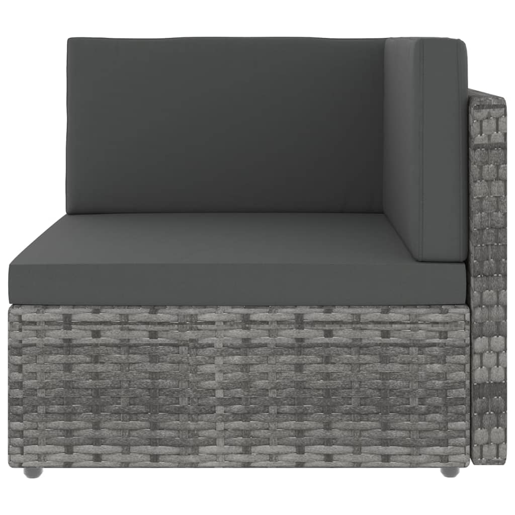 vidaXL 14-tlg. Garten-Lounge-Set mit Kissen Grau Poly Rattan