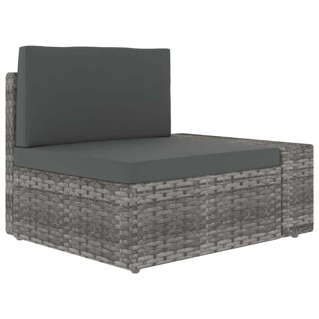 vidaXL 14-tlg. Garten-Lounge-Set mit Kissen Grau Poly Rattan
