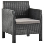 vidaXL 3-tlg. Garten-Lounge-Set mit Kissen PP Rattan Anthrazit