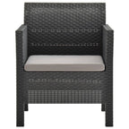 vidaXL 3-tlg. Garten-Lounge-Set mit Kissen PP Rattan Anthrazit