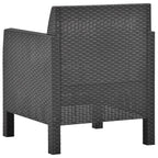 vidaXL 3-tlg. Garten-Lounge-Set mit Kissen PP Rattan Anthrazit