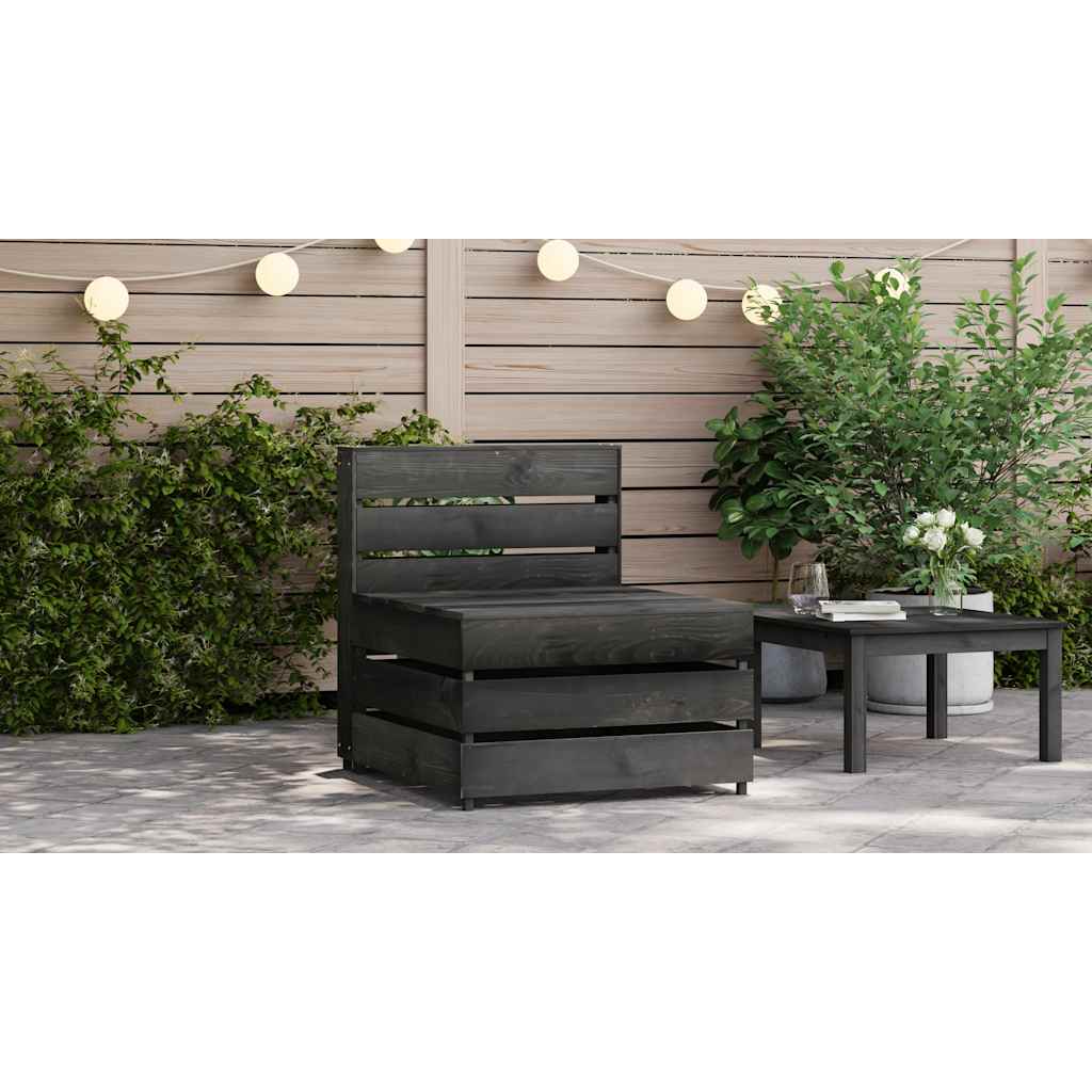 vidaXL Garten-Mittelsofa aus Paletten Grau Kiefernholz Imprägniert