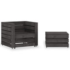 vidaXL 2-tlg. Garten-Paletten-Lounge-Set Kiefernholz Grau Imprägniert