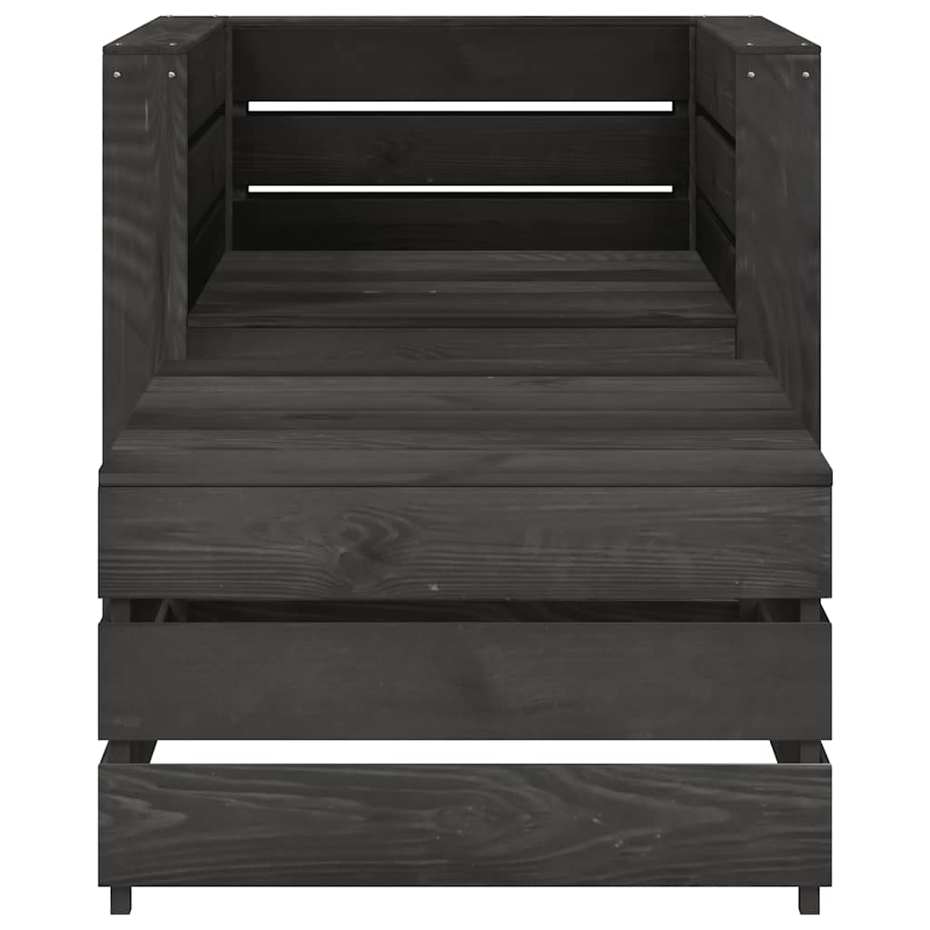 vidaXL 2-tlg. Garten-Paletten-Lounge-Set Kiefernholz Grau Imprägniert