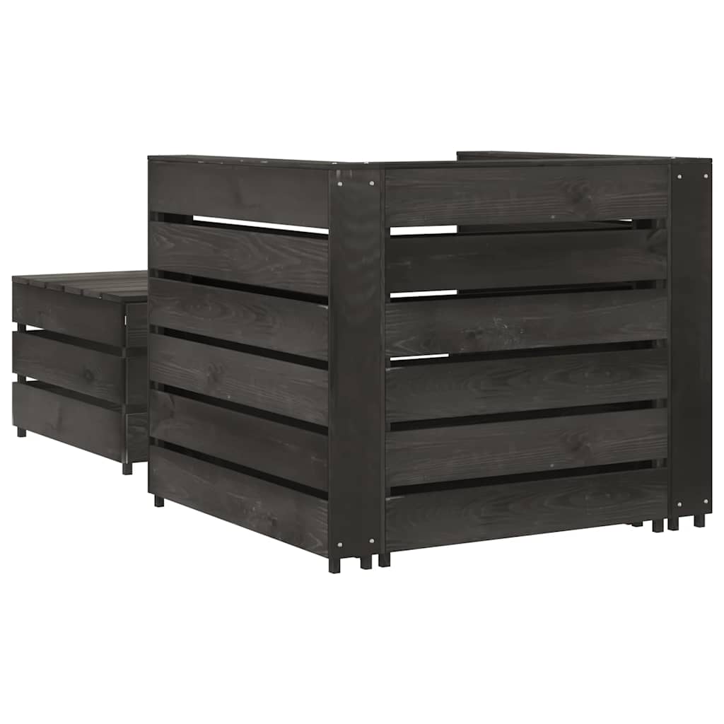 vidaXL 2-tlg. Garten-Paletten-Lounge-Set Kiefernholz Grau Imprägniert