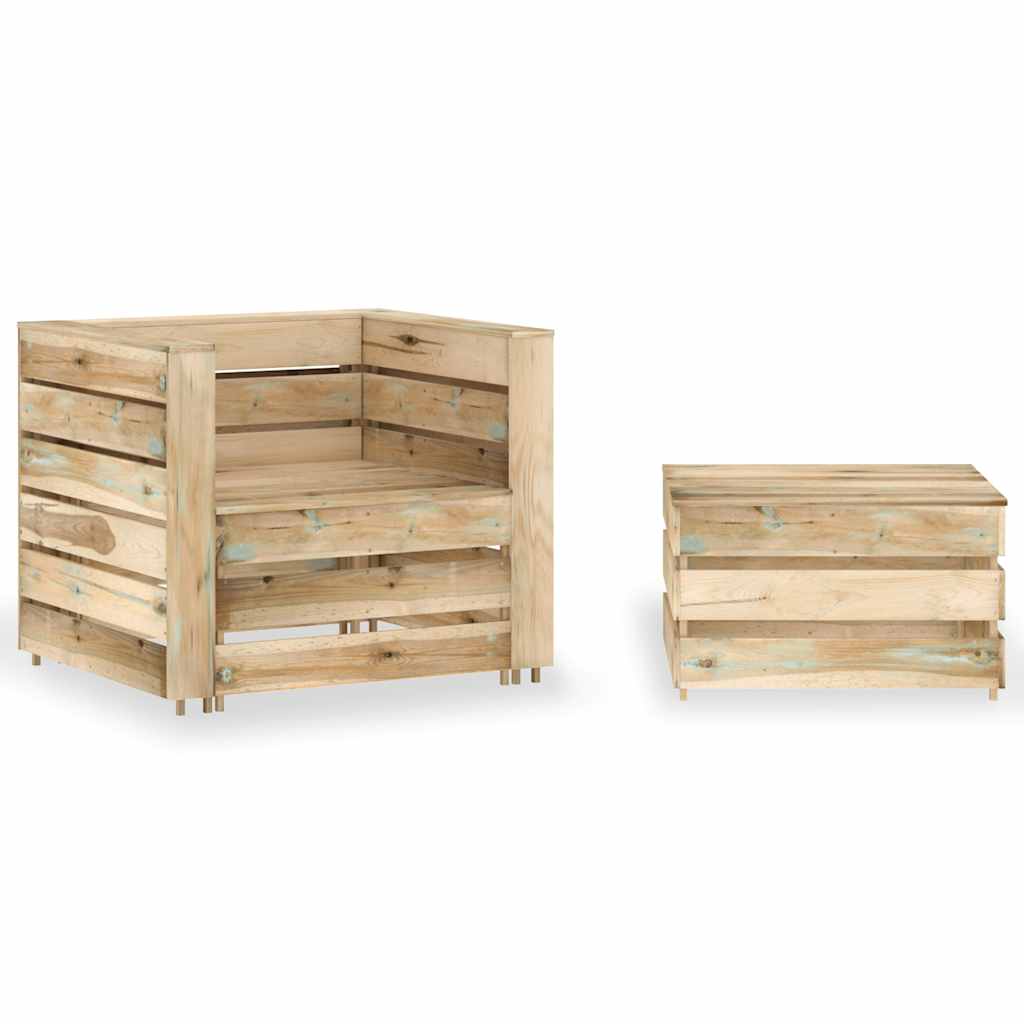 vidaXL 2-tlg. Garten-Lounge-Set aus Paletten Imprägniertes Kiefernholz