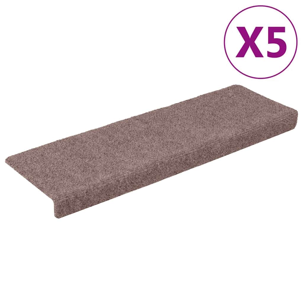 vidaXL Stufenmatten Selbstklebend 5 Stk. 65x21x4 cm Hellbraun Rechteckiger Rand