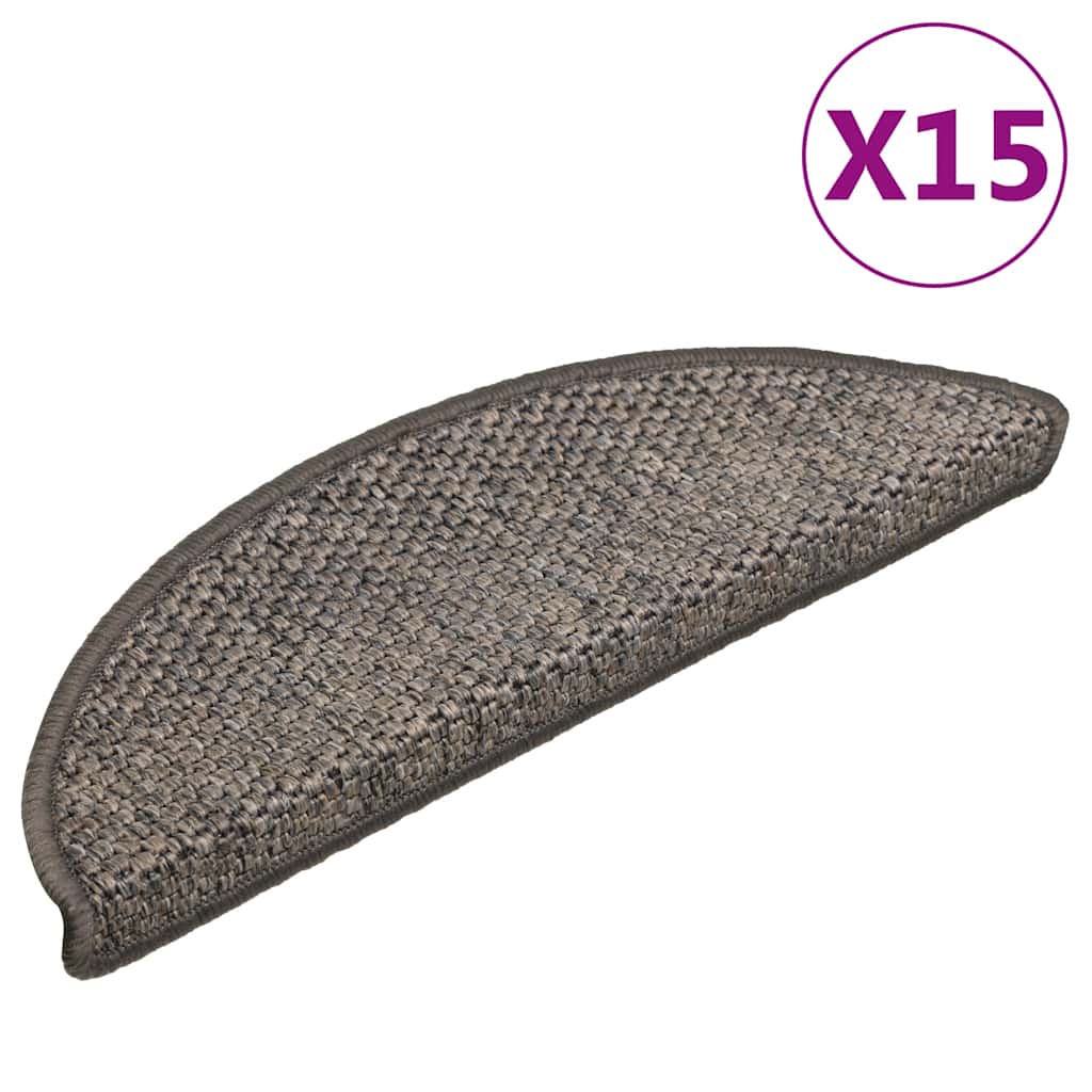 vidaXL Treppenmatten Selbstklebend Sisal-Look 15 Stk 56x17x3 Grau-Beige