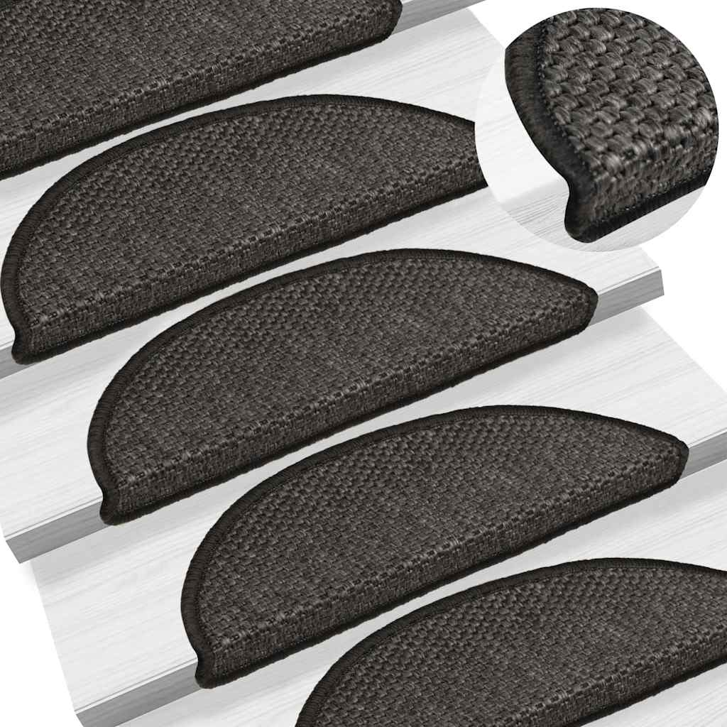 vidaXL Treppenmatten Selbstklebend Sisal 15 Stk. 56x17x3 cm Anthrazit