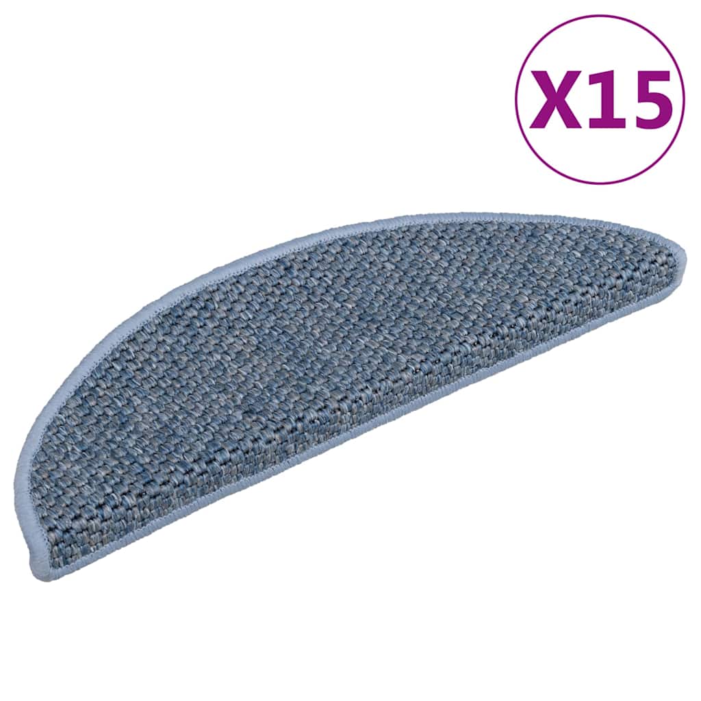 vidaXL Treppenmatten Selbstklebend Sisal-Optik 15 Stk. 56x17x3cm Blau