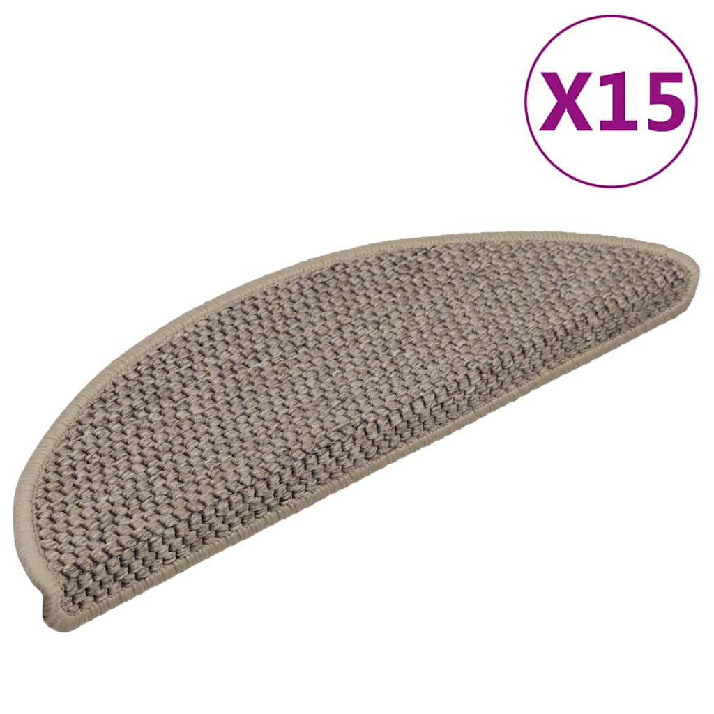 vidaXL Treppenmatten Selbstklebend Sisal 15 Stk. 56x17x3cm Dunkelbeige