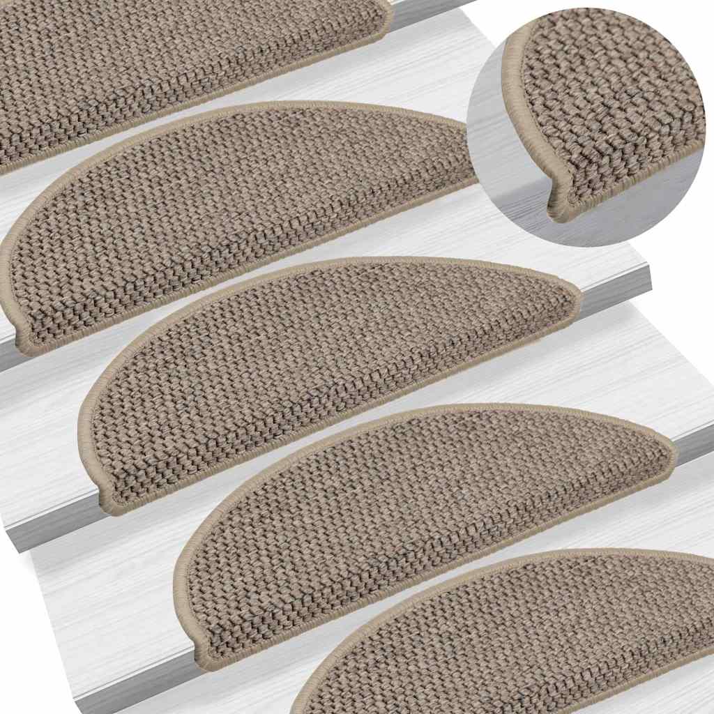 vidaXL Treppenmatten Selbstklebend Sisal 15 Stk. 56x17x3cm Dunkelbeige