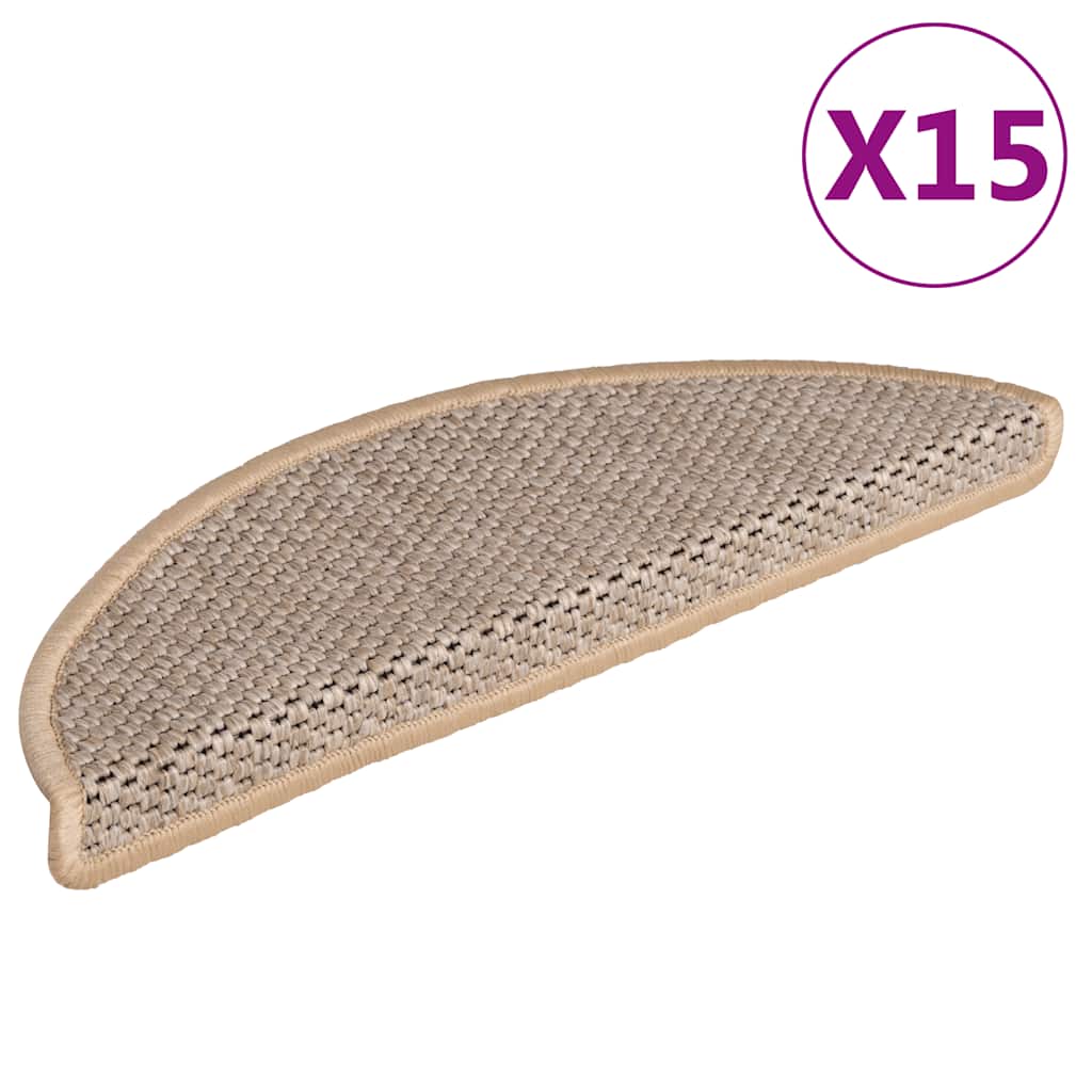 vidaXL Treppenmatten Selbstklebend Sisal 15 Stk. 56x17x3 cm Hellbeige