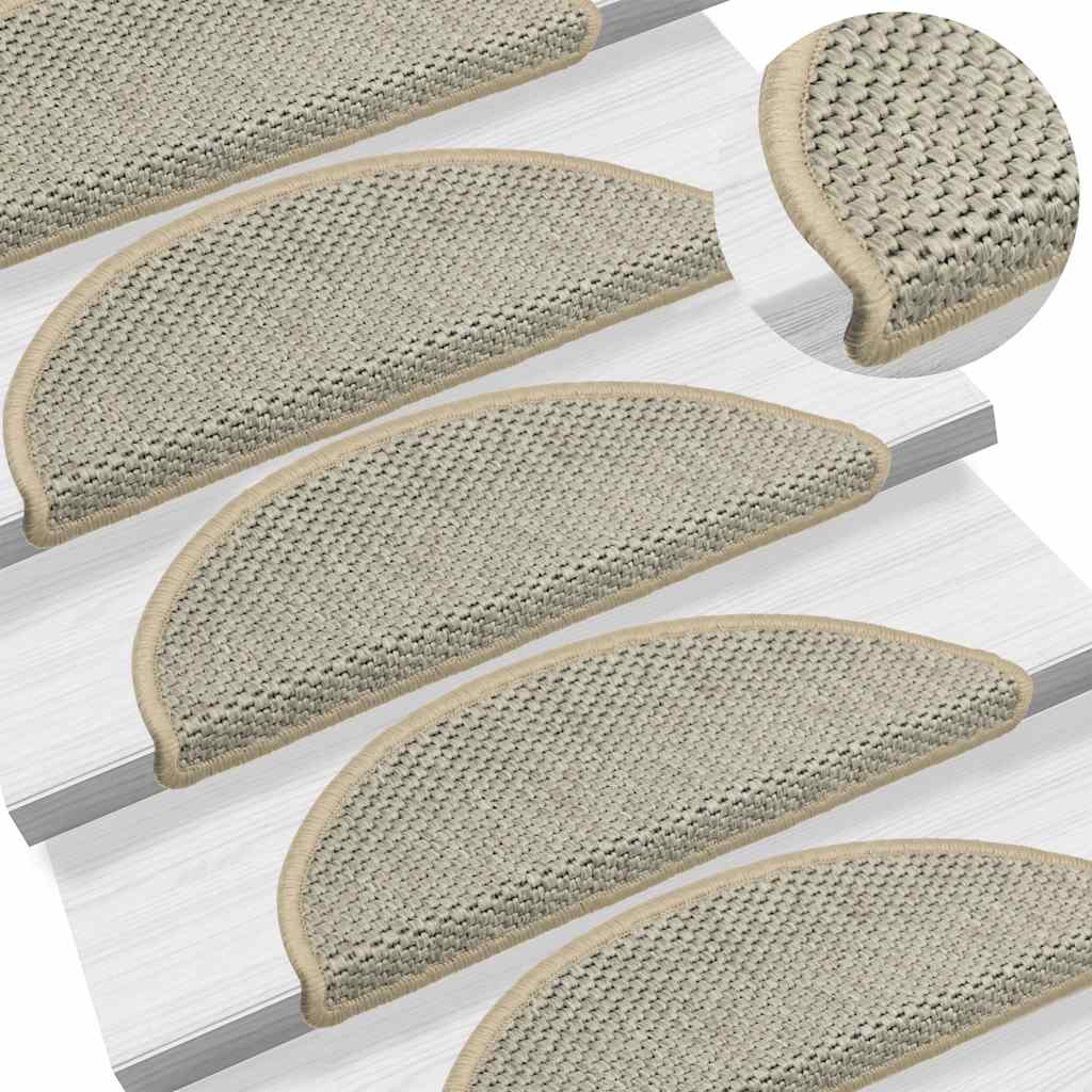vidaXL Treppenmatten Selbstklebend Sisal-Look 15 Stk 65x21x4 Hellbeige