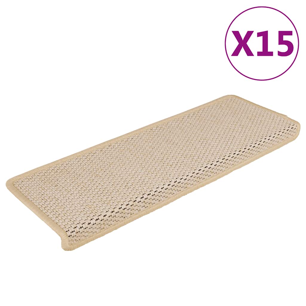 vidaXL Treppenmatten Selbstklebend Sisal-Optik 15 Stk. 65x21x4cm Berber