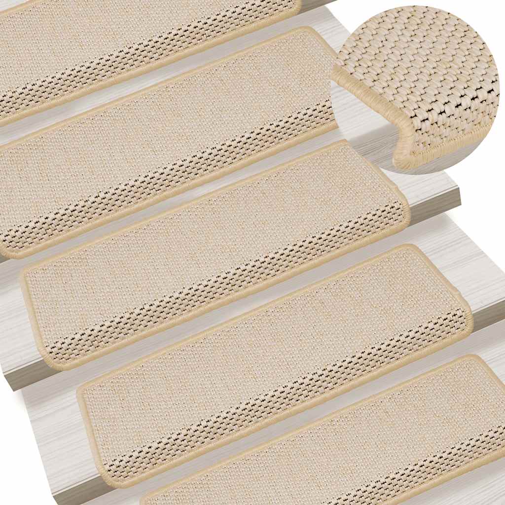 vidaXL Treppenmatten Selbstklebend Sisal-Optik 15 Stk. 65x21x4cm Berber