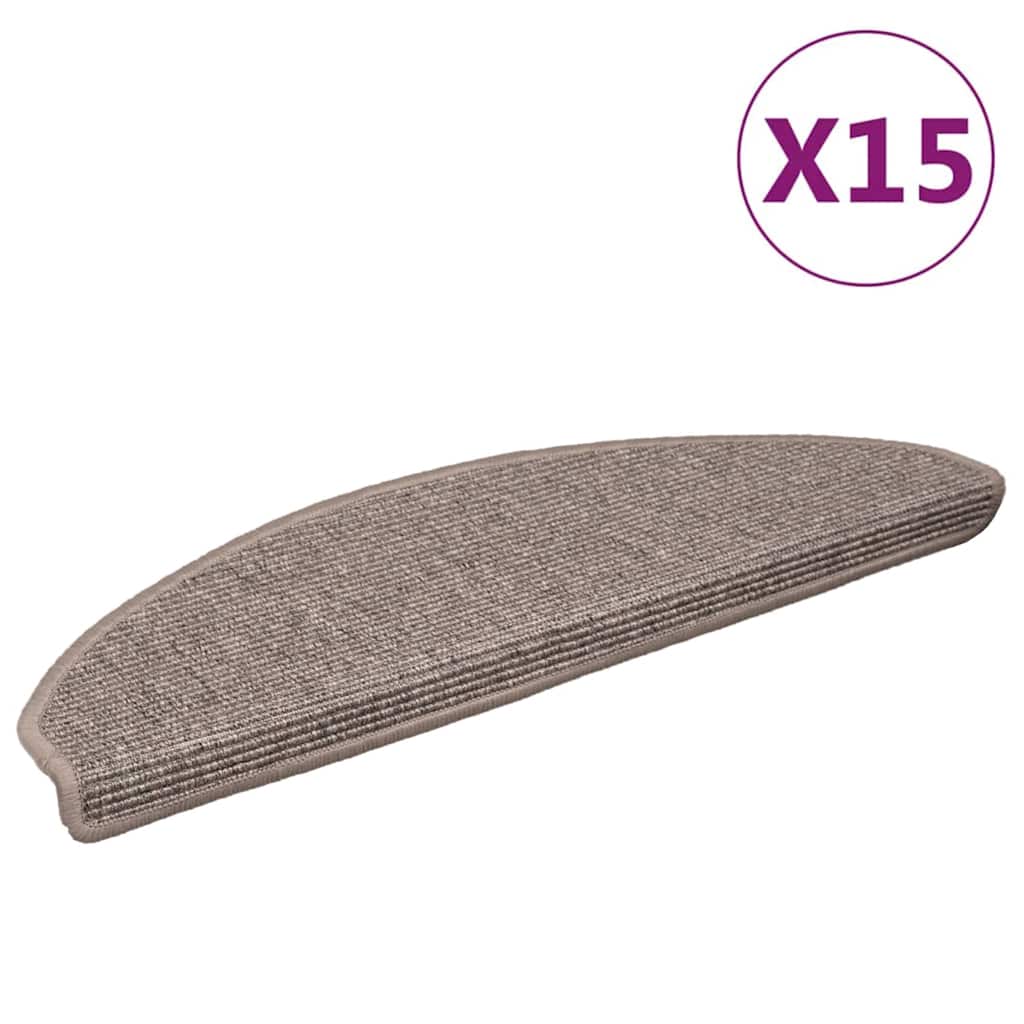 vidaXL Stufenmatten 15 Stk. 65x21x4 cm Dunkelbeige Halbrund Groß