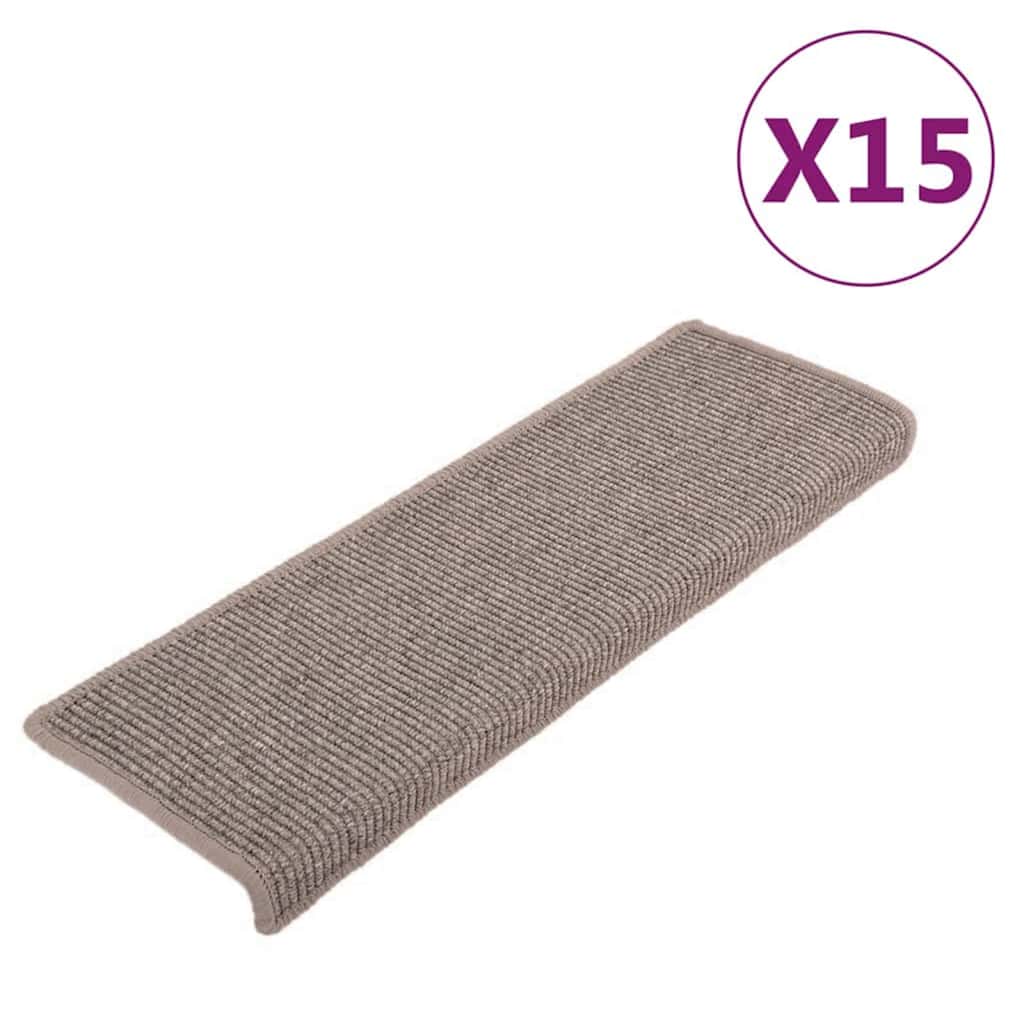 vidaXL Stufenmatten 15 Stk. 65x21x4 cm Dunkelbeige Rechteckiger Rand
