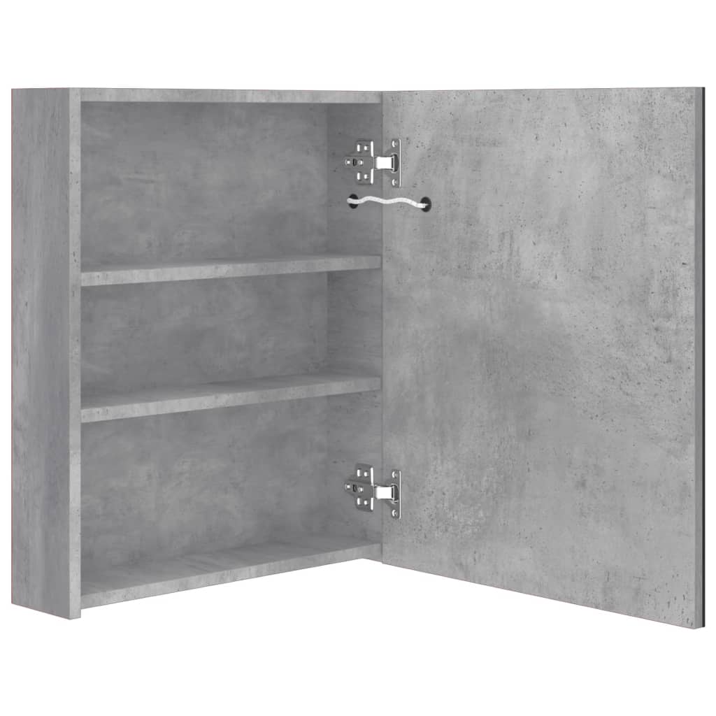 vidaXL LED-Bad-Spiegelschrank Betongrau 50x14x60 cm