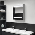 vidaXL LED-Bad-Spiegelschrank Betongrau 50x14x60 cm