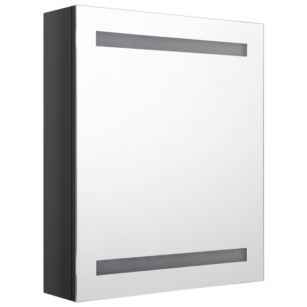vidaXL LED-Bad-Spiegelschrank Glänzendes Schwarz 50x14x60 cm