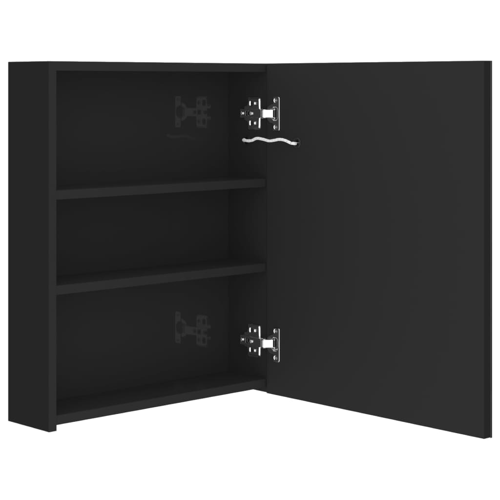 vidaXL LED-Bad-Spiegelschrank Glänzendes Schwarz 50x14x60 cm