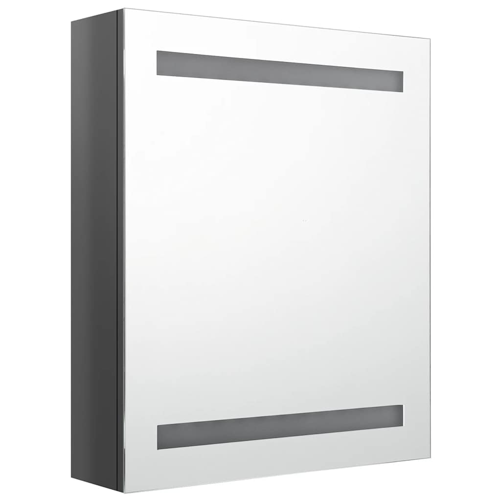 vidaXL LED-Spiegelschrank fürs Bad Glänzend Grau 50x14x60 cm